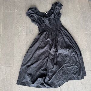 Doen Black Puff Sleeve Midi Dress